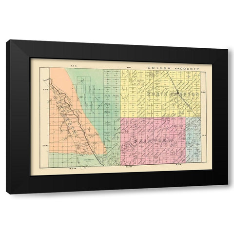 Yolo  Northwest California Landowner - De Pue 1879 Black Modern Wood Framed Art Print by De Pue