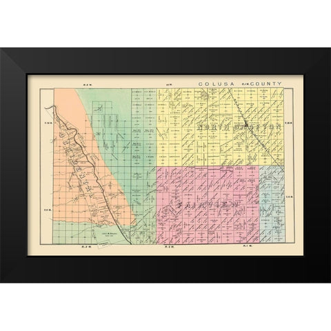 Yolo  Northwest California Landowner - De Pue 1879 Black Modern Wood Framed Art Print by De Pue