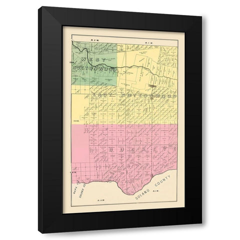 Yolo  Southeast California Landowner - De Pue 1879 Black Modern Wood Framed Art Print with Double Matting by De Pue