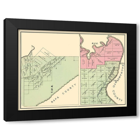 Yolo California Landowner - De Pue 1879 Black Modern Wood Framed Art Print by De Pue