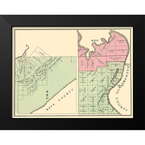 Yolo California Landowner - De Pue 1879 Black Modern Wood Framed Art Print by De Pue