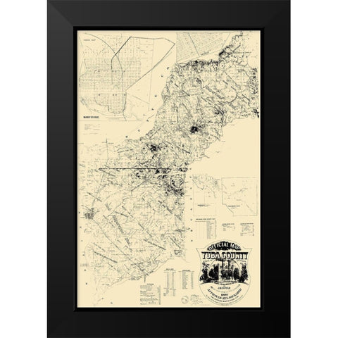 Yuba California Landowner - Doyle 1887 Black Modern Wood Framed Art Print by Doyle