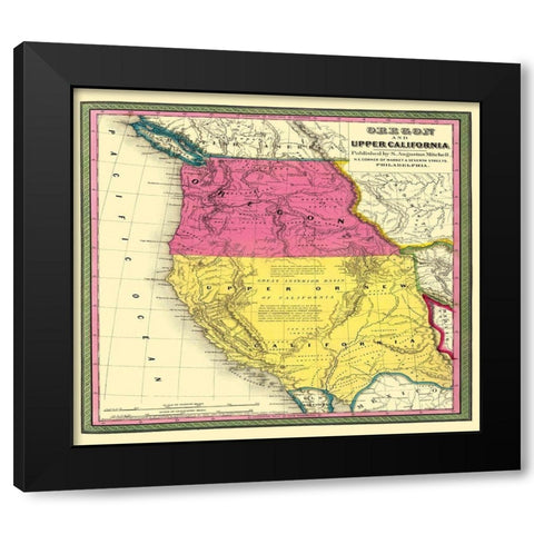 California, Oregon - Mitchell 1846 Black Modern Wood Framed Art Print by Mitchell