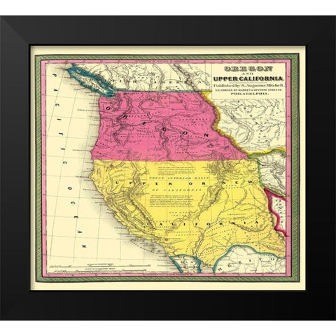 California, Oregon - Mitchell 1846 Black Modern Wood Framed Art Print by Mitchell
