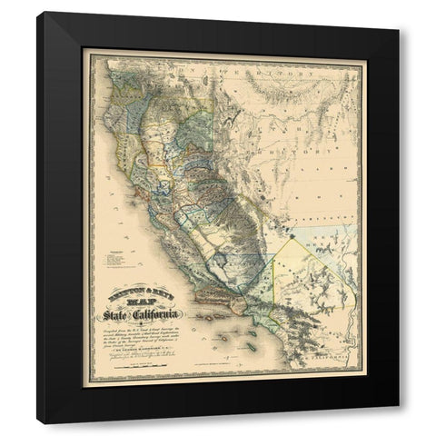 California - Goddard 1857 Black Modern Wood Framed Art Print by Goddard