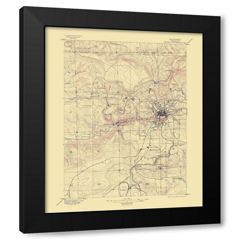 Nevada City California Special - USGS 1895 Black Modern Wood Framed Art Print with Double Matting by USGS
