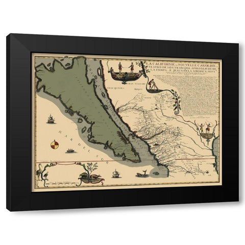 California, Mexico - His Majestys Geographer 1720 Black Modern Wood Framed Art Print with Double Matting by His Majestys Geographer