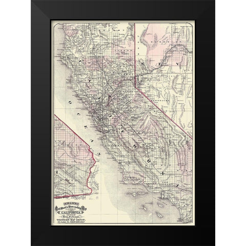 California - Cram 1875 Black Modern Wood Framed Art Print by Cram