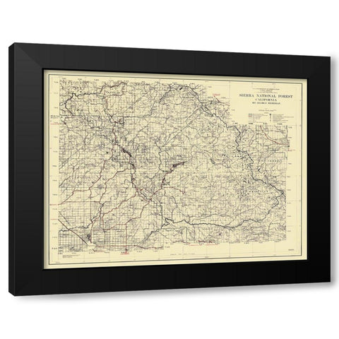Sierra National Forest, California - USFS 1938 Black Modern Wood Framed Art Print by USFS