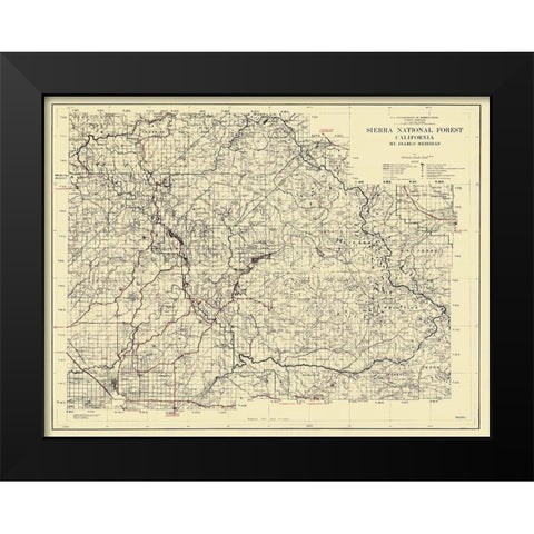 Sierra National Forest, California - USFS 1938 Black Modern Wood Framed Art Print by USFS