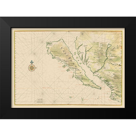California - 1650 Black Modern Wood Framed Art Print by Unknown
