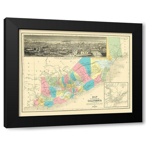 California - Vincent 1860 Black Modern Wood Framed Art Print with Double Matting by Vincent