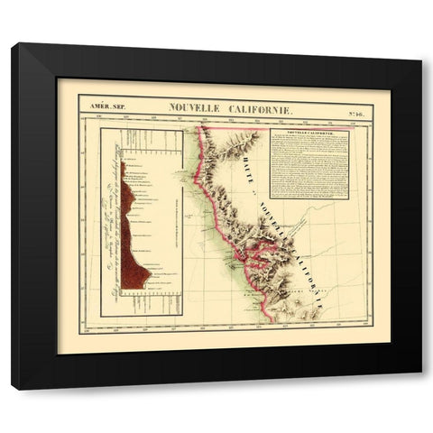 New California - Vandermaelen 1810 Black Modern Wood Framed Art Print by Vandermaelen