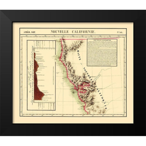 New California - Vandermaelen 1810 Black Modern Wood Framed Art Print by Vandermaelen