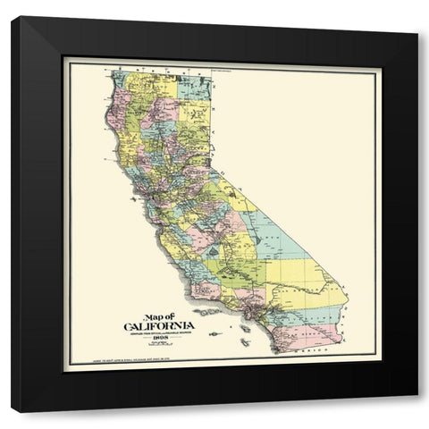 California - Thompson 1898 Black Modern Wood Framed Art Print by Thompson