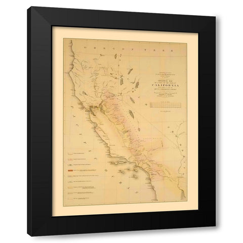 California Railroad Survey - War Dept 1855 Black Modern Wood Framed Art Print with Double Matting by War Dept