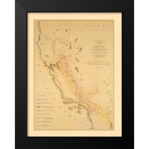 California Railroad Survey - War Dept 1855 Black Modern Wood Framed Art Print by War Dept
