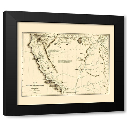 Upper California Territory Exploration - Lea 1844 Black Modern Wood Framed Art Print with Double Matting by Lea
