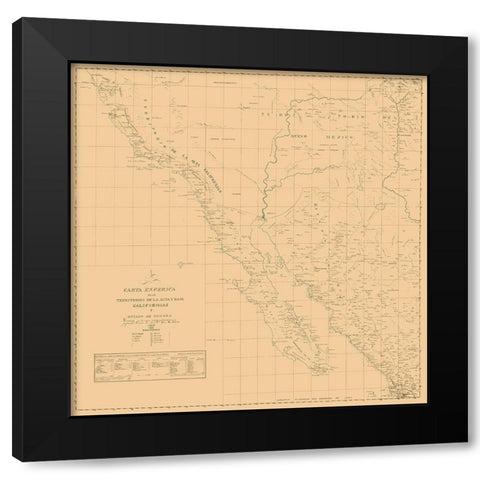 California, Part of New Mexico - Narvaes 1823 Black Modern Wood Framed Art Print with Double Matting by Narvaes