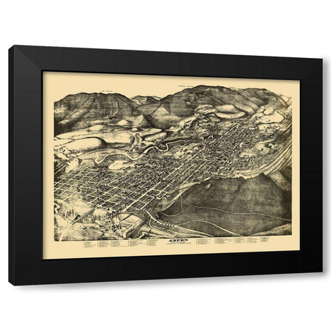 Aspen Colorado - Pitkin 1893 Black Modern Wood Framed Art Print by Pitkin