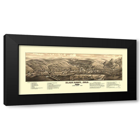 Black Hawk Colorado - Stoner 1882 Black Modern Wood Framed Art Print by Stoner