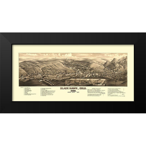 Black Hawk Colorado - Stoner 1882 Black Modern Wood Framed Art Print by Stoner