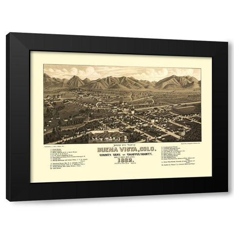 Buena Vista Colorado - Stoner 1882 Black Modern Wood Framed Art Print by Stoner