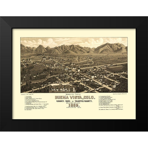 Buena Vista Colorado - Stoner 1882 Black Modern Wood Framed Art Print by Stoner