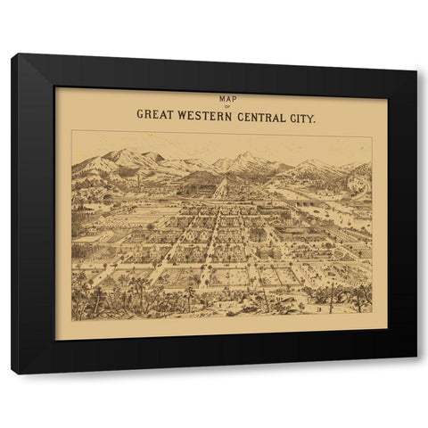 Great Western Central City Colorado - Kohfahl 1887 Black Modern Wood Framed Art Print by Kohfahl