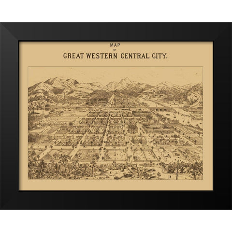Great Western Central City Colorado - Kohfahl 1887 Black Modern Wood Framed Art Print by Kohfahl