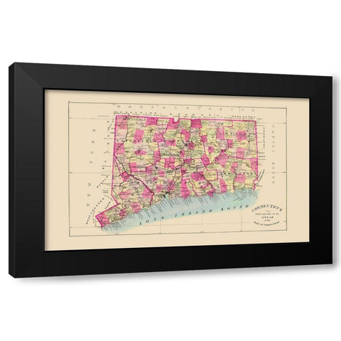 Connecticut - Hurd 1893 Black Modern Wood Framed Art Print by Hurd