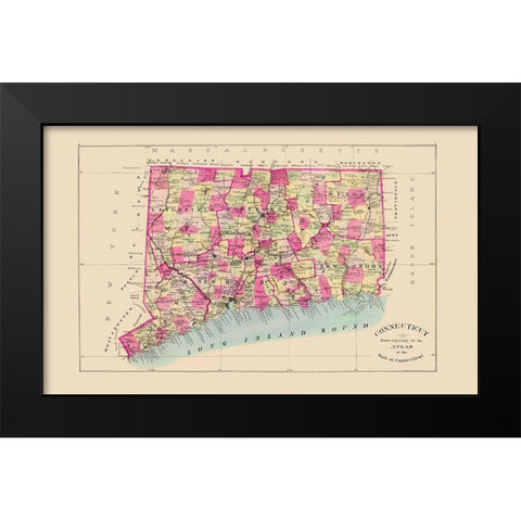 Connecticut - Hurd 1893 Black Modern Wood Framed Art Print by Hurd