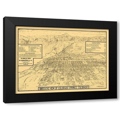 Colorado Springs Colorado - Stoner 1882 Black Modern Wood Framed Art Print with Double Matting by Stoner