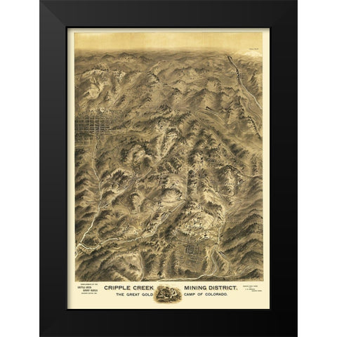 Cripple Creek Colorado - Amerine 1895 Black Modern Wood Framed Art Print by Amerine