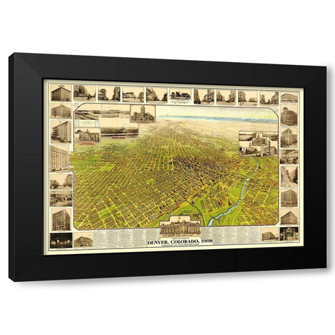 Denver Colorado - 1908 Black Modern Wood Framed Art Print by Unknown