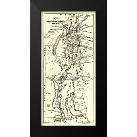 Denver and Rio Grande Railroad 1873 Black Modern Wood Framed Art Print by Am Photo Litho