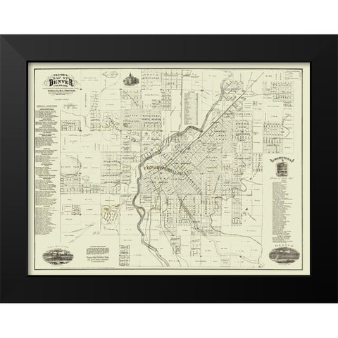Denver Colorado Landowner - Thayer 1879 Black Modern Wood Framed Art Print by Thayer