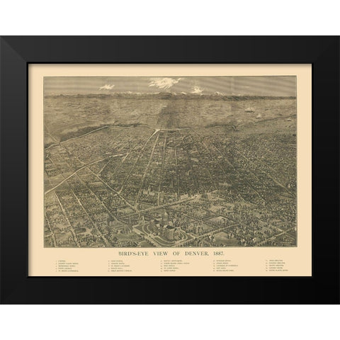 Denver Colorado - Mills 1887 Black Modern Wood Framed Art Print by Mills