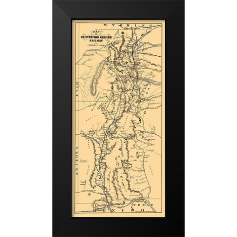 Denver and Rio Grande Railway - Mota 1873 Black Modern Wood Framed Art Print by Mota