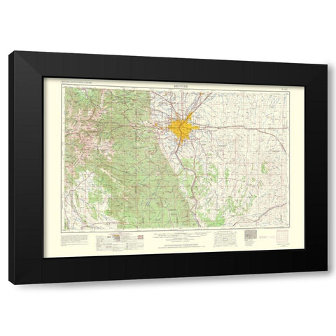 Denver Colorado Sheet - USGS 1966 Black Modern Wood Framed Art Print by USGS