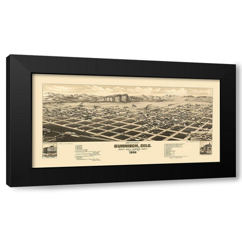 Gunnison Colorado - Stoner 1882 Black Modern Wood Framed Art Print with Double Matting by Stoner
