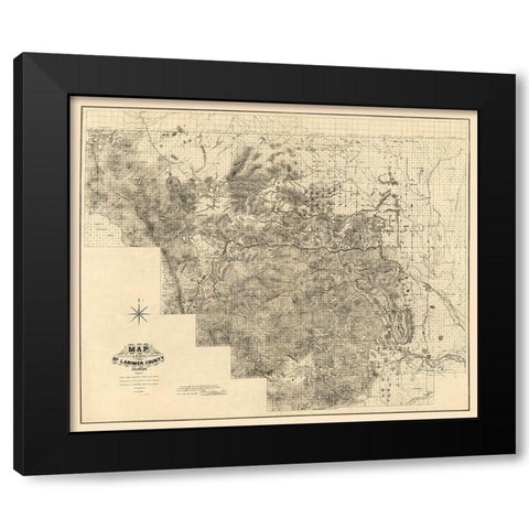 Larimer County Colorado - Handy 1883  Black Modern Wood Framed Art Print with Double Matting by Handy