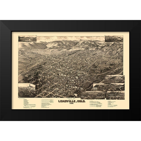 Leadville Colorado - Stoner 1882 Black Modern Wood Framed Art Print by Stoner