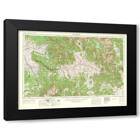 Montrose Colorado Quad - USGS 1962 Black Modern Wood Framed Art Print by USGS