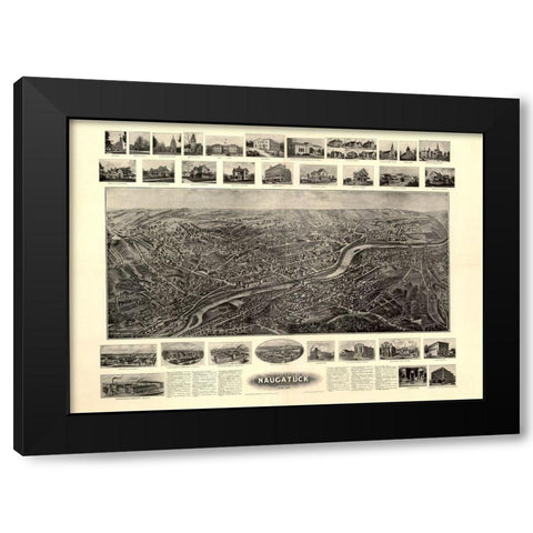 Naugatuck Connecticut - Bailey 1906  Black Modern Wood Framed Art Print by Bailey