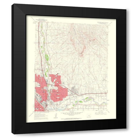 North East Pueblo Colorado Quad - USGS 1963 Black Modern Wood Framed Art Print with Double Matting by USGS