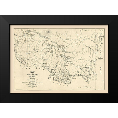 Pitkin County Colorado - Vickery 1884  Black Modern Wood Framed Art Print by Vickery