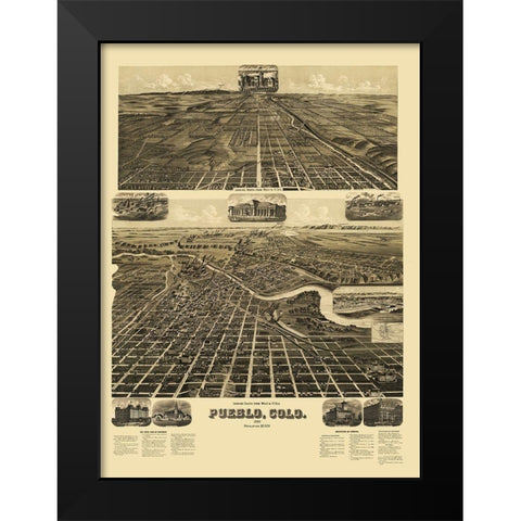 Pueblo Colorado - American Pub Co 1890 Black Modern Wood Framed Art Print by American Pub Co