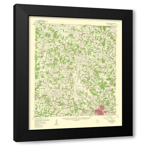 Weatherford Texas Quad - USGS 1960 Black Modern Wood Framed Art Print with Double Matting by USGS