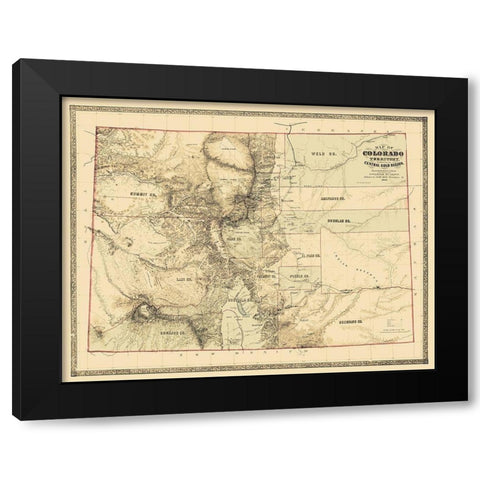 Colorado Territory, Gold Region - Monk  1862 Black Modern Wood Framed Art Print with Double Matting by Monk
